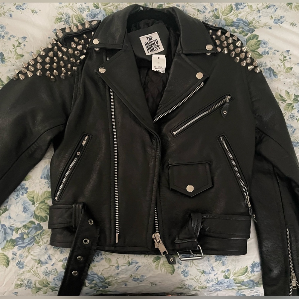 The Ragged Priest Black and Silver Studded Leather Jacket